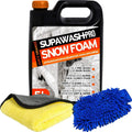 Orange Snow Foam Car Shampoo 5L with 1 X Microfibre Cloth & 1 Microfibre Wash Mitt - Ph Neutral Car Detailing Kit