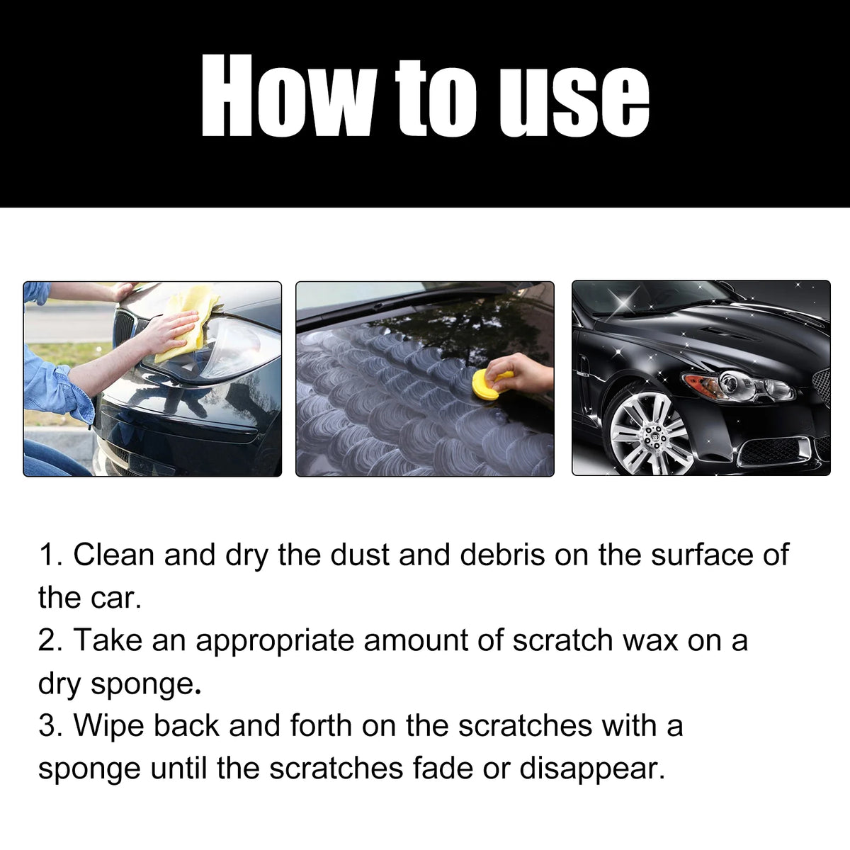 Car Scratch Repair Wax, Auto Paint Scratch Remover with Sponge & Towel, Restores Faded Car Paint, Removes Oxidation Stains Water Marks