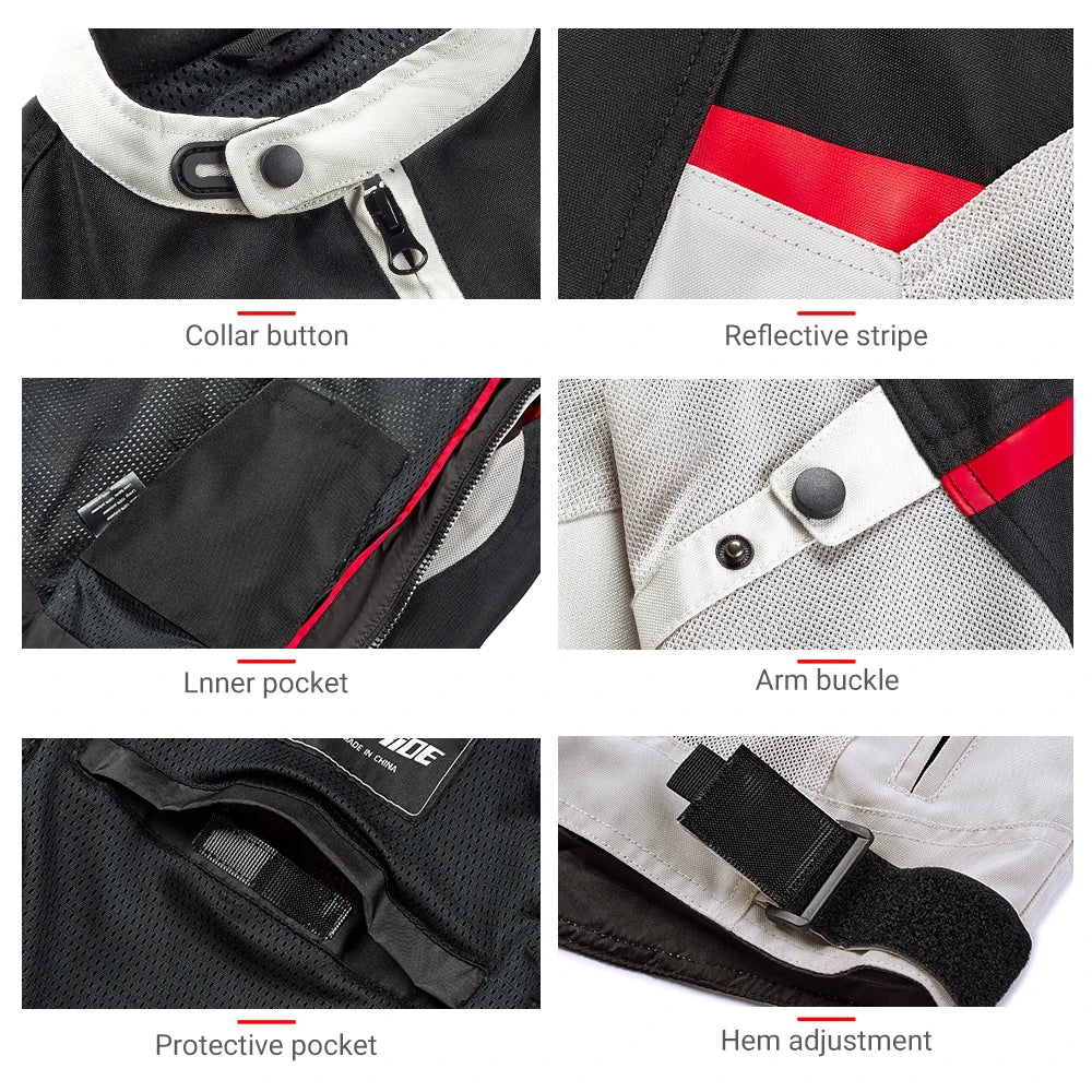 Motorcycle Jacket Men Summer Breathable Racing Motorcycle Jacket CE Certification Protection Riding Clothing Reflective Stripe