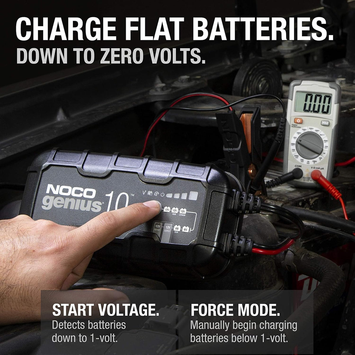 GENIUS10: 10A 6V/12V Smart Battery Charger – Automatic Maintainer, Trickle Charger & Desulfator with Overcharge Protection & Temperature Compensation – for Lead-Acid & Lithium Batteries