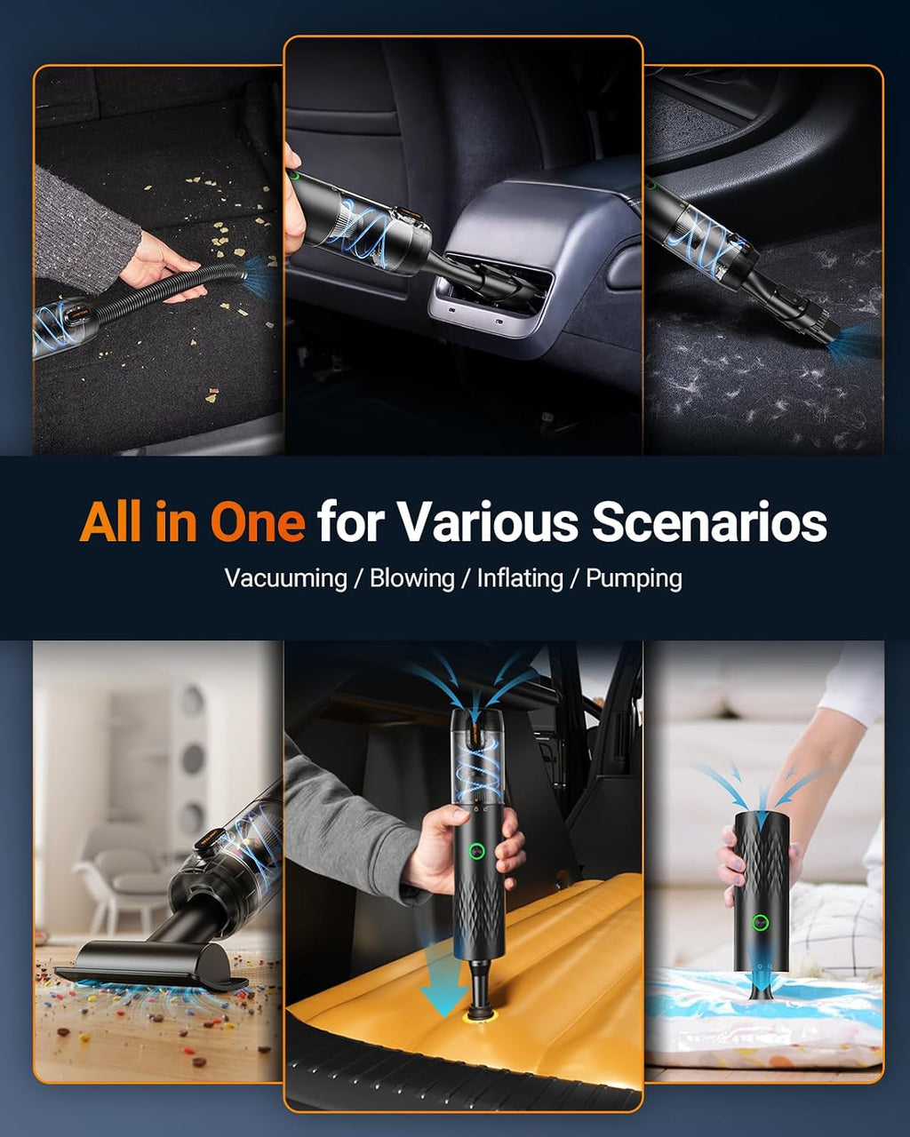 Handheld Vacuum Cleaner, 29000Pa Brushless Motor Cordless Car Vacuum Cleaner, 40 Mins Runtime, 2-Speed Mini Hoovers for Office, Home, Kitchen, Car, Pet Hair