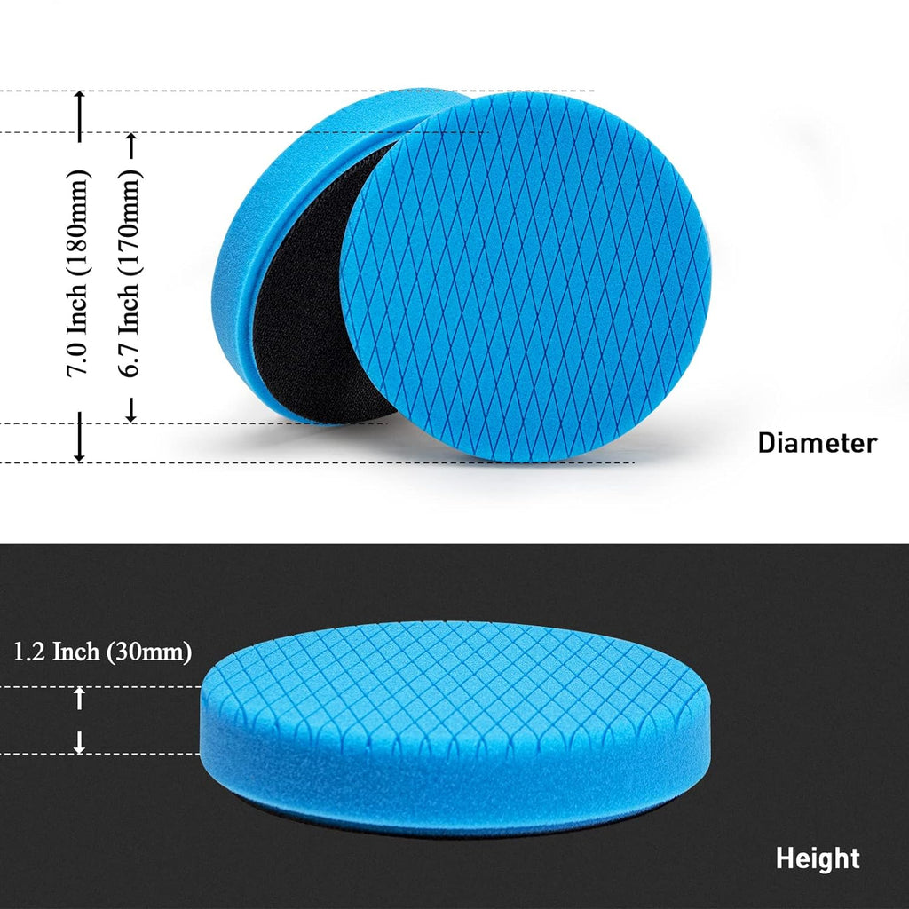 7" Buffing Polishing Pads, 6 Pcs, Wool, Fine, 7 Inch Face, 6.7 Inch Backing Plate, Compatible with Automotive Paint, Wax, and Other Surfaces
