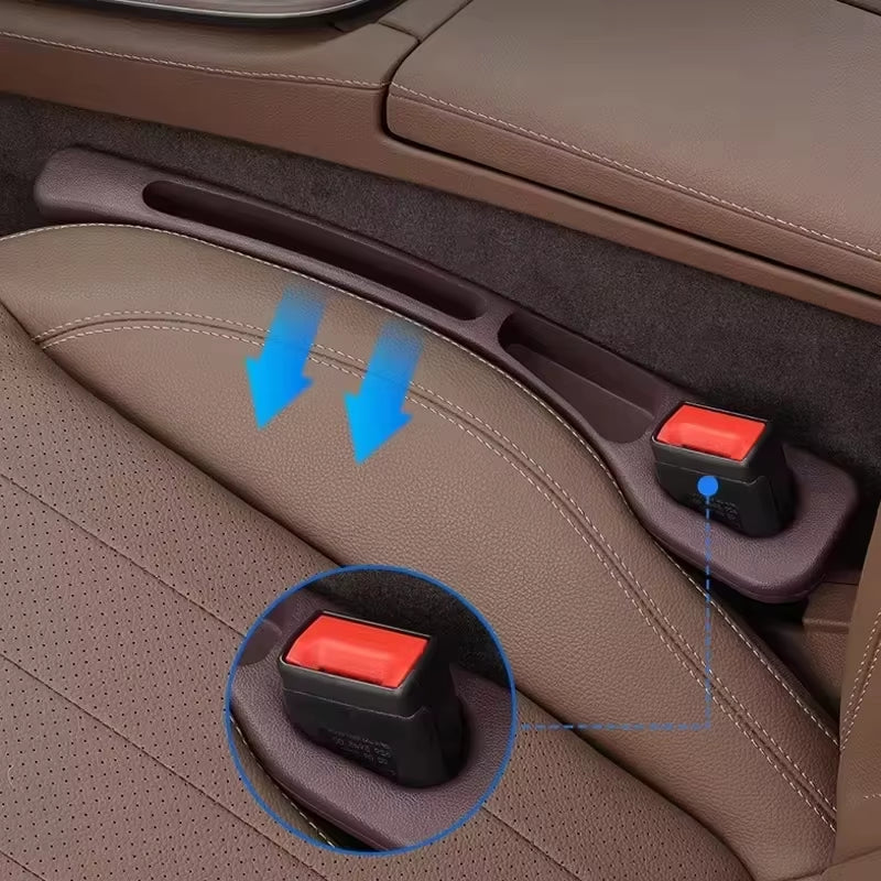 2Pc Car Seat Gap Filler Organizer Pu Waterproof Car Seat Gap Plug Strip with 2 Grooves Seat Gap Storage Auto Interior Accessorie