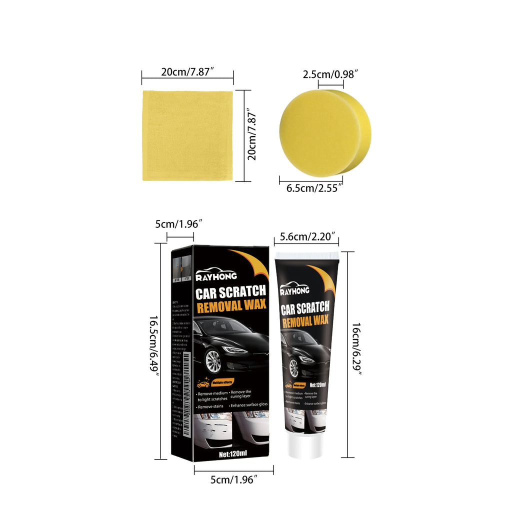 Car Scratch Repair Wax, Auto Paint Scratch Remover with Sponge & Towel, Restores Faded Car Paint, Removes Oxidation Stains Water Marks