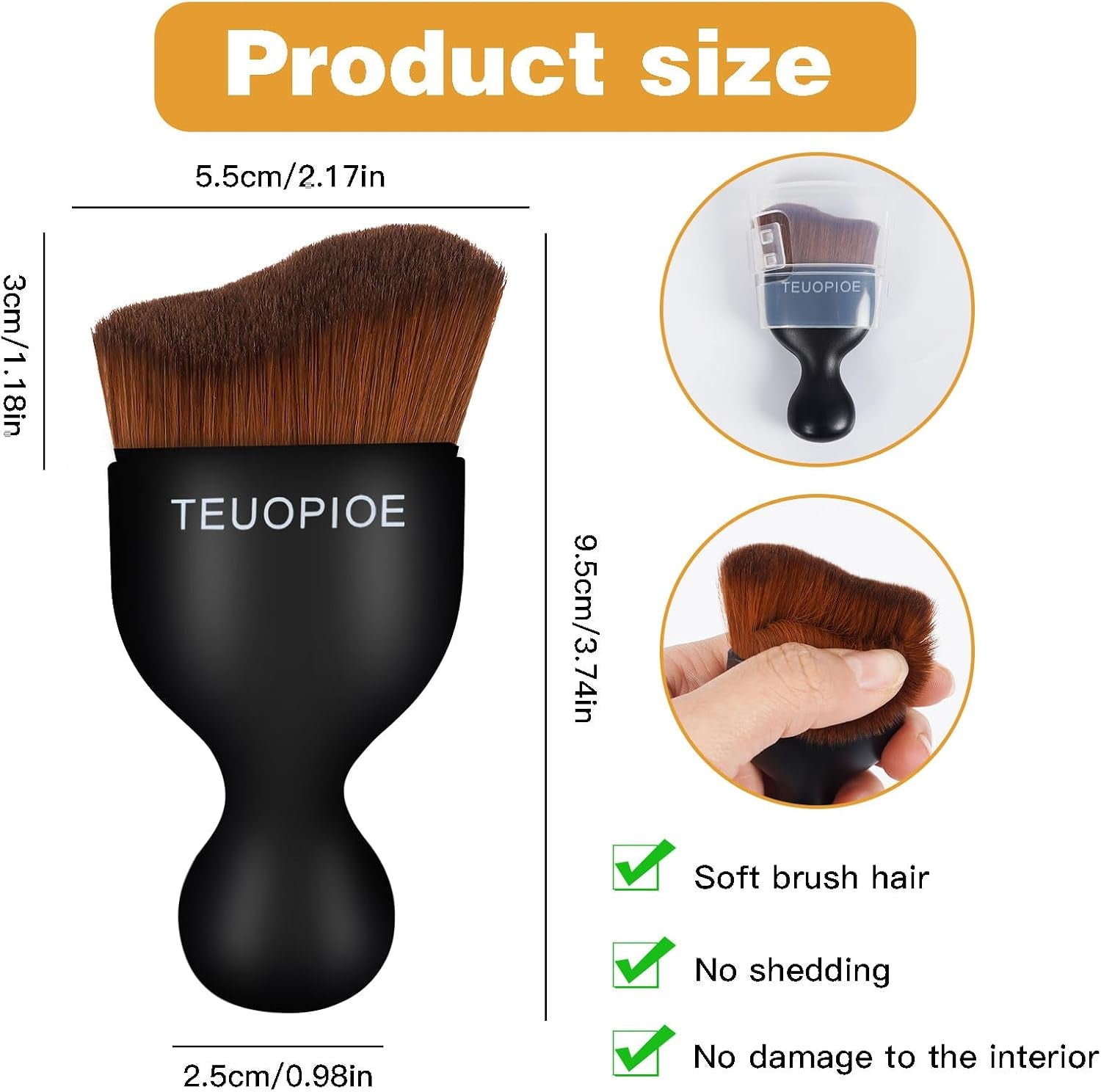 Car Detailing Brush for Interior Dusting and Air Vents,Bronze