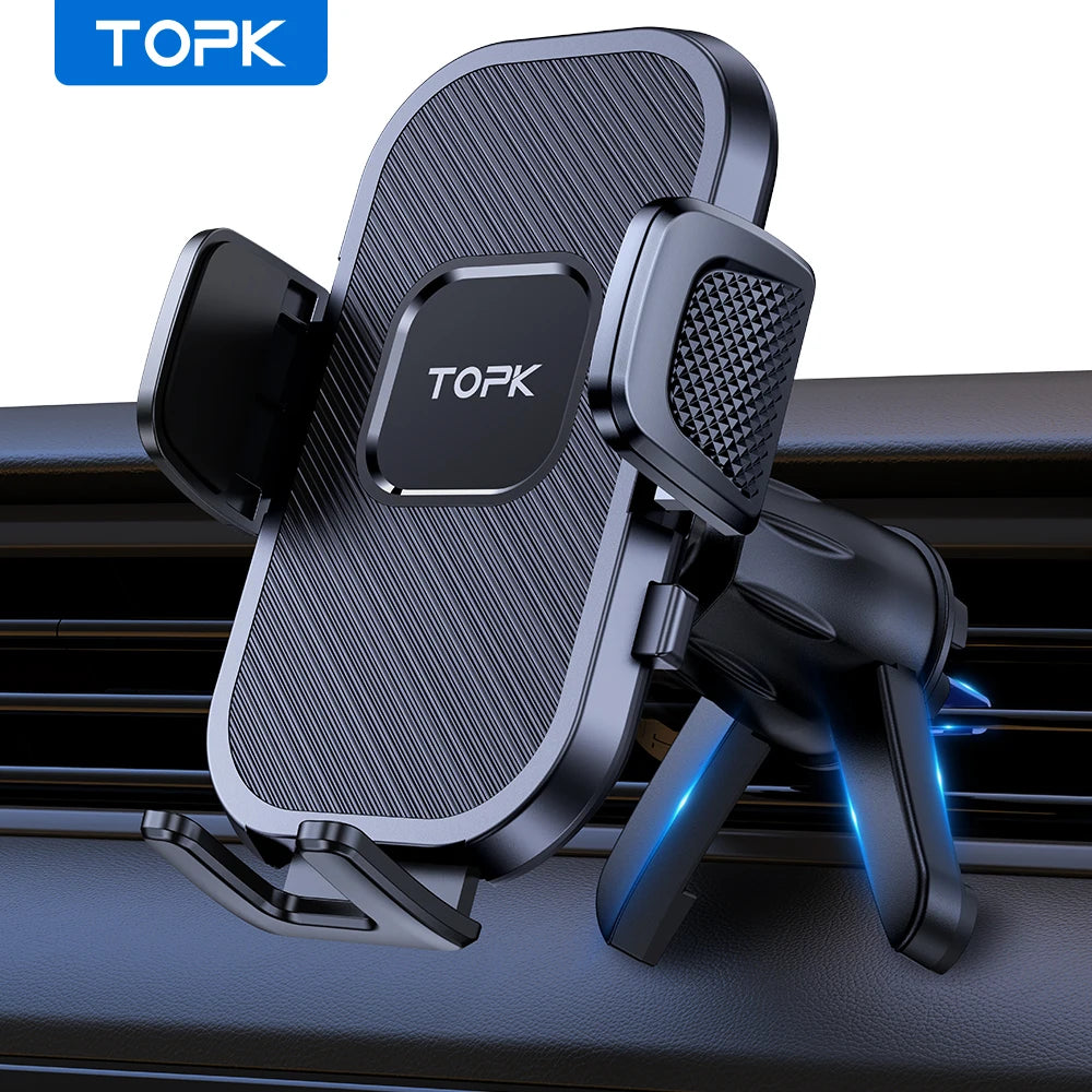 TOPK Car Phone Holder Air Vent Suction Cup Mount for Iphone Xiaomi Samsung Auto Mobile Support GPS Stand Dashboard Bracket