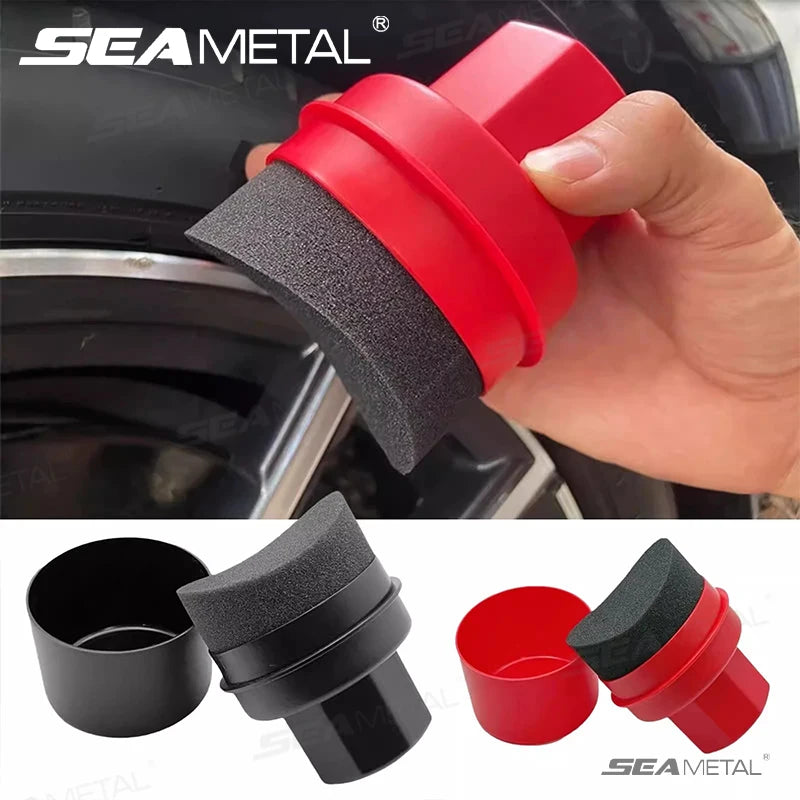 SEAMETAL Car Tire Polishing Brush Handheld Curved Waxing Sponge Car Cleaning Sponge Brush Tire Care Tools Universal Motorcycle