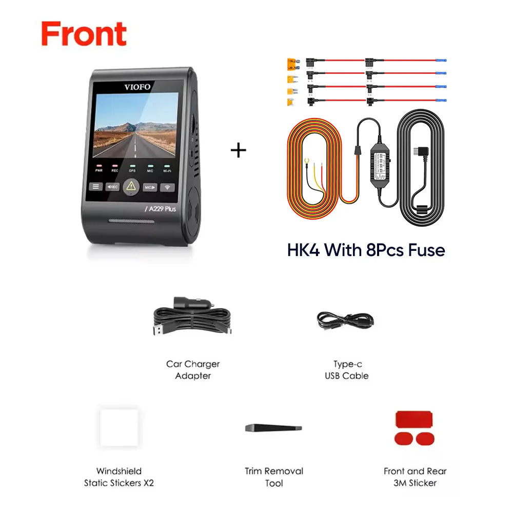 A229 plus Car DVR 2K HDR Video Recorder 5GHZ WI-FI GPS Voice Control Dash Camera with Buffered Parking Mode Night Vision