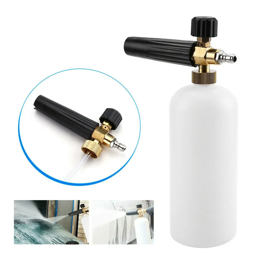High Pressure Washer Gun+Snow Foam Cannon Set Aluminum Material Spray Gun PA Foam Pot Garden Household Car Washing Tools with 1/4" Quick Plug