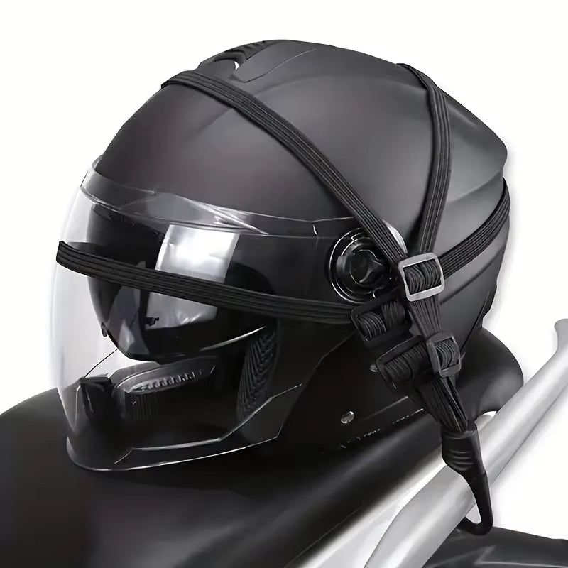 1Pc Motorcycle Elastic Suitcase with Safety Hook-Versatile Helmet Mesh Gear Transport Durable and Sleek for Daily Travel