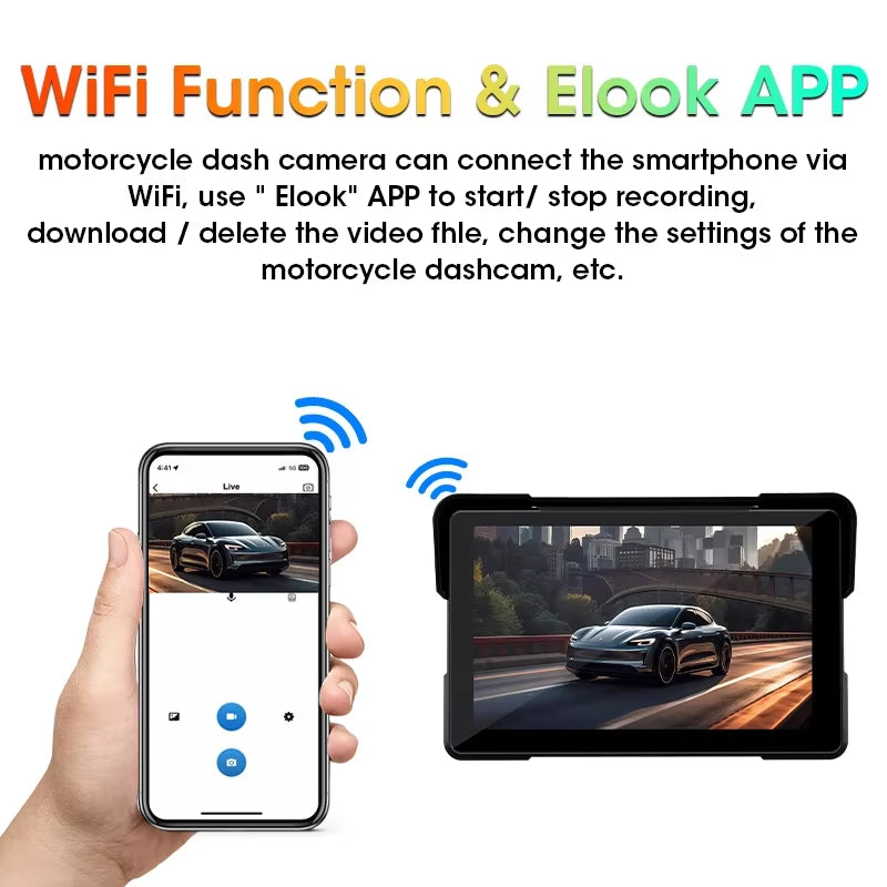 5/7 Inch Carplay Motorcycle DVR Navigation GPS Wireless Carplay Android Auto IPX7 Display Screen Portable Moto Monitor