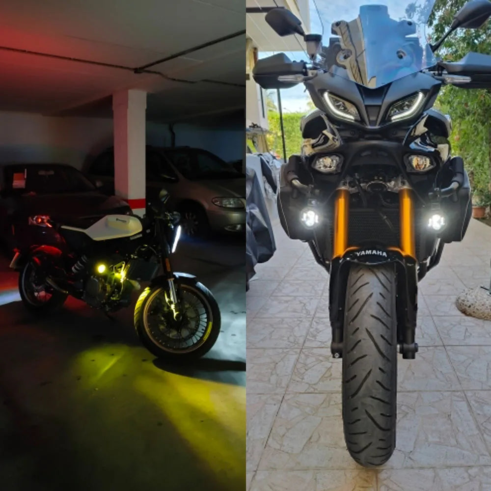 Motorcycle Fog Lights Led Auxiliary Driving Lamp Moto Headlight Spotlights 100W Wired Switch Dual Color Motorcycle Led Lights