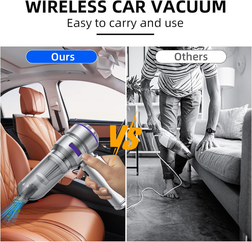 Handheld Vacuum Cleaner, 22000PA Car Vacuum Cleaner Cordless Portable Lightweight & Rechargeable, Car Hoover with Brushless Motor for Car Home Office Kitchen Pet Hair