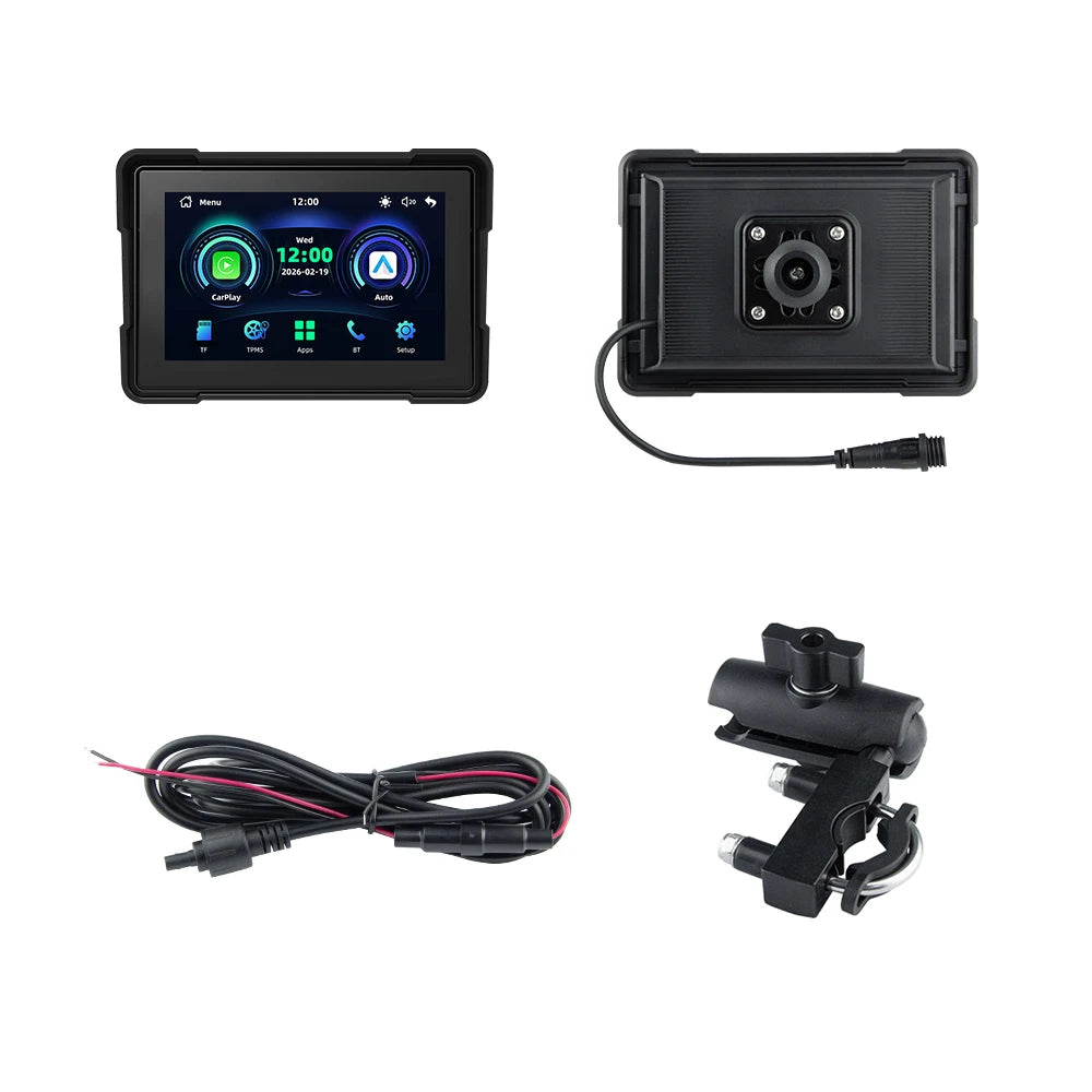 5.0 Inch Wireless Carplay Moto Portable Digital Motorcycle Dashboard GPS Navigation Display Screen Android Auto Monitor