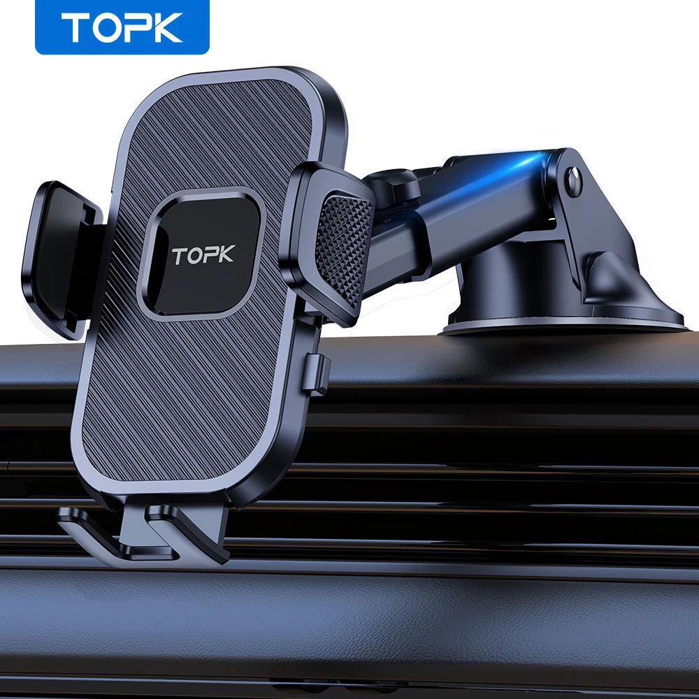 TOPK Car Phone Holder Air Vent Suction Cup Mount for Iphone Xiaomi Samsung Auto Mobile Support GPS Stand Dashboard Bracket