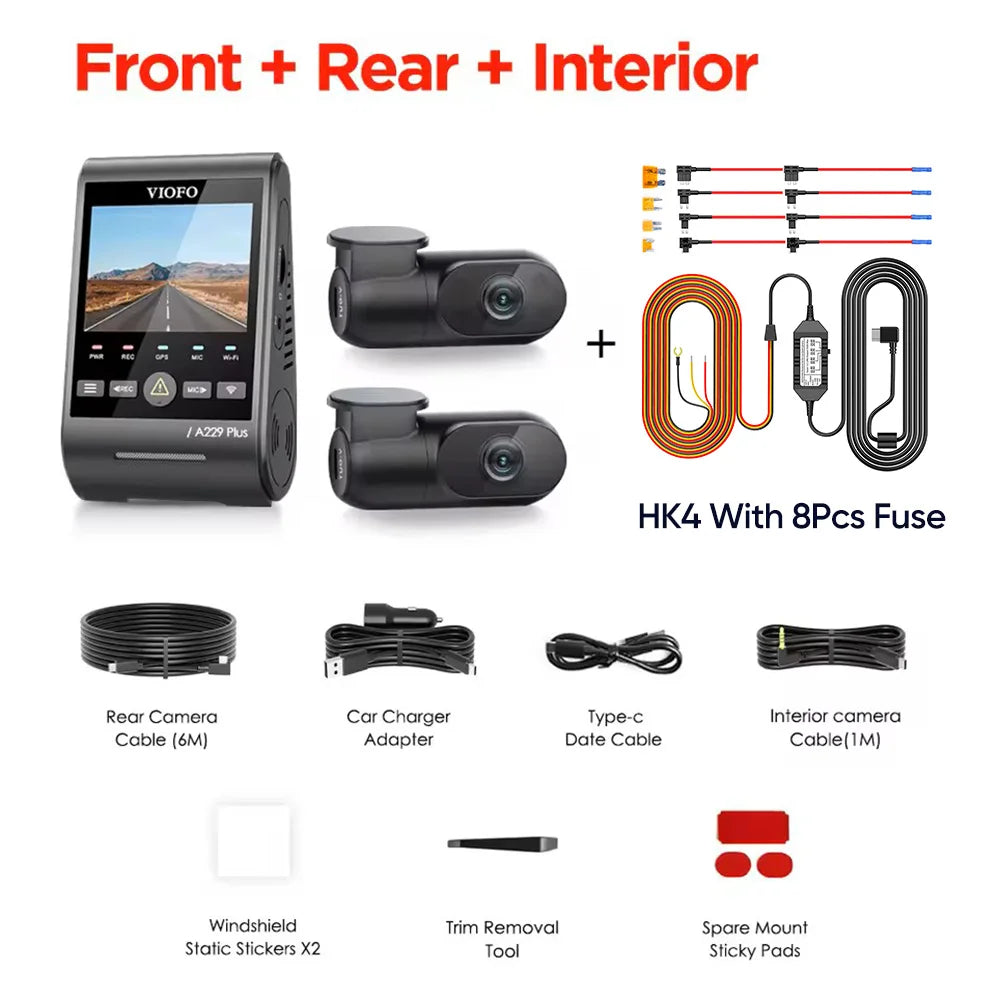 A229 plus Car DVR 2K HDR Video Recorder 5GHZ WI-FI GPS Voice Control Dash Camera with Buffered Parking Mode Night Vision
