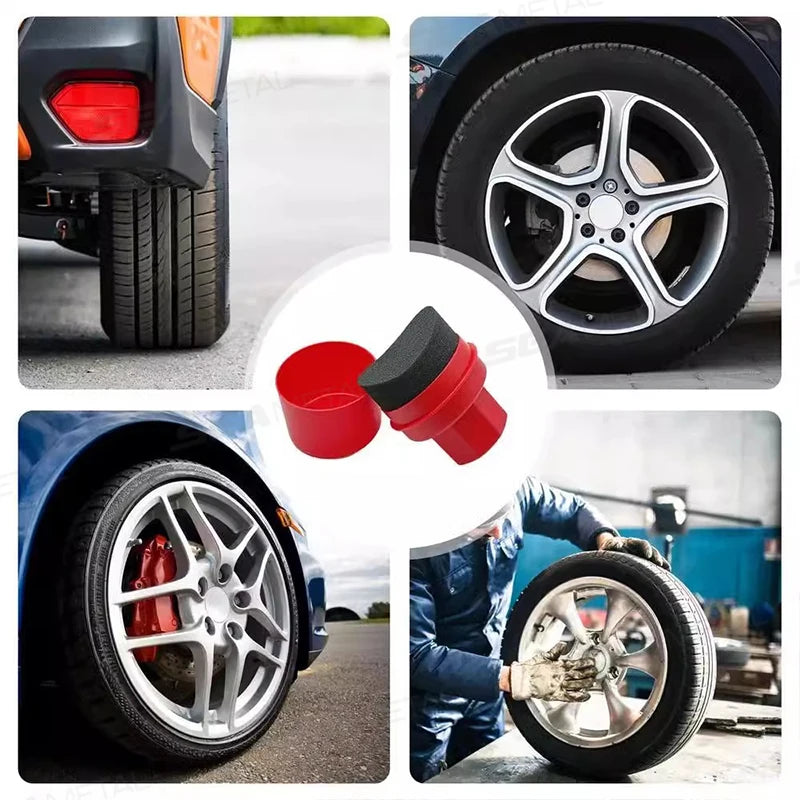SEAMETAL Car Tire Polishing Brush Handheld Curved Waxing Sponge Car Cleaning Sponge Brush Tire Care Tools Universal Motorcycle
