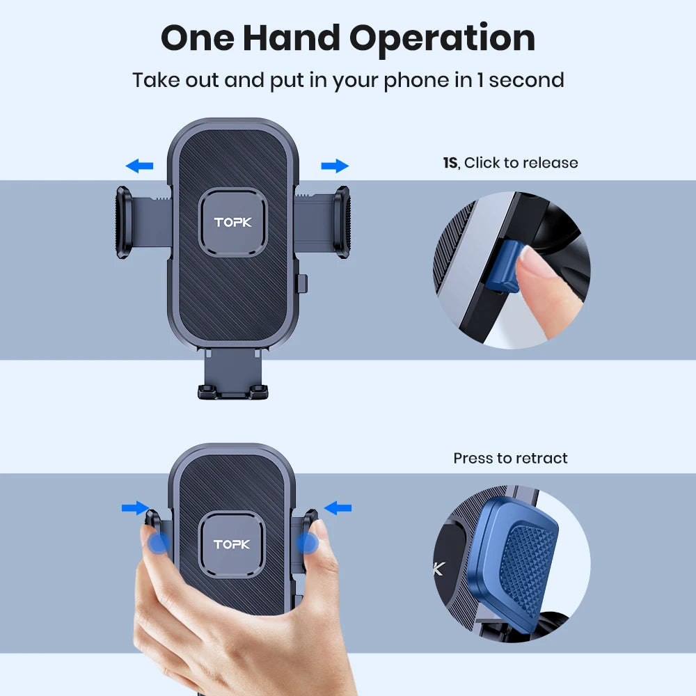 TOPK Car Phone Holder Air Vent Suction Cup Mount for Iphone Xiaomi Samsung Auto Mobile Support GPS Stand Dashboard Bracket