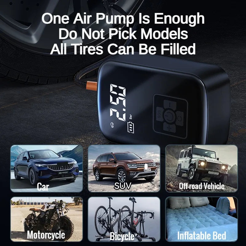 150PSI Rechargeable Car Air Compressor Portable Electric Tire Inflator for Car Bicycle Motorcycle Air Pump Tire Inflatable Pump