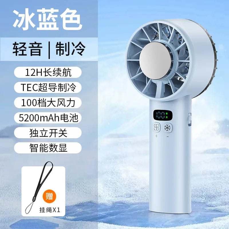 Ice Compress High-Speed Cooling Fan Handheld Fans USB Rechargeable Portable Mini Fan Folding Style for Travel,Camping,Outdoor