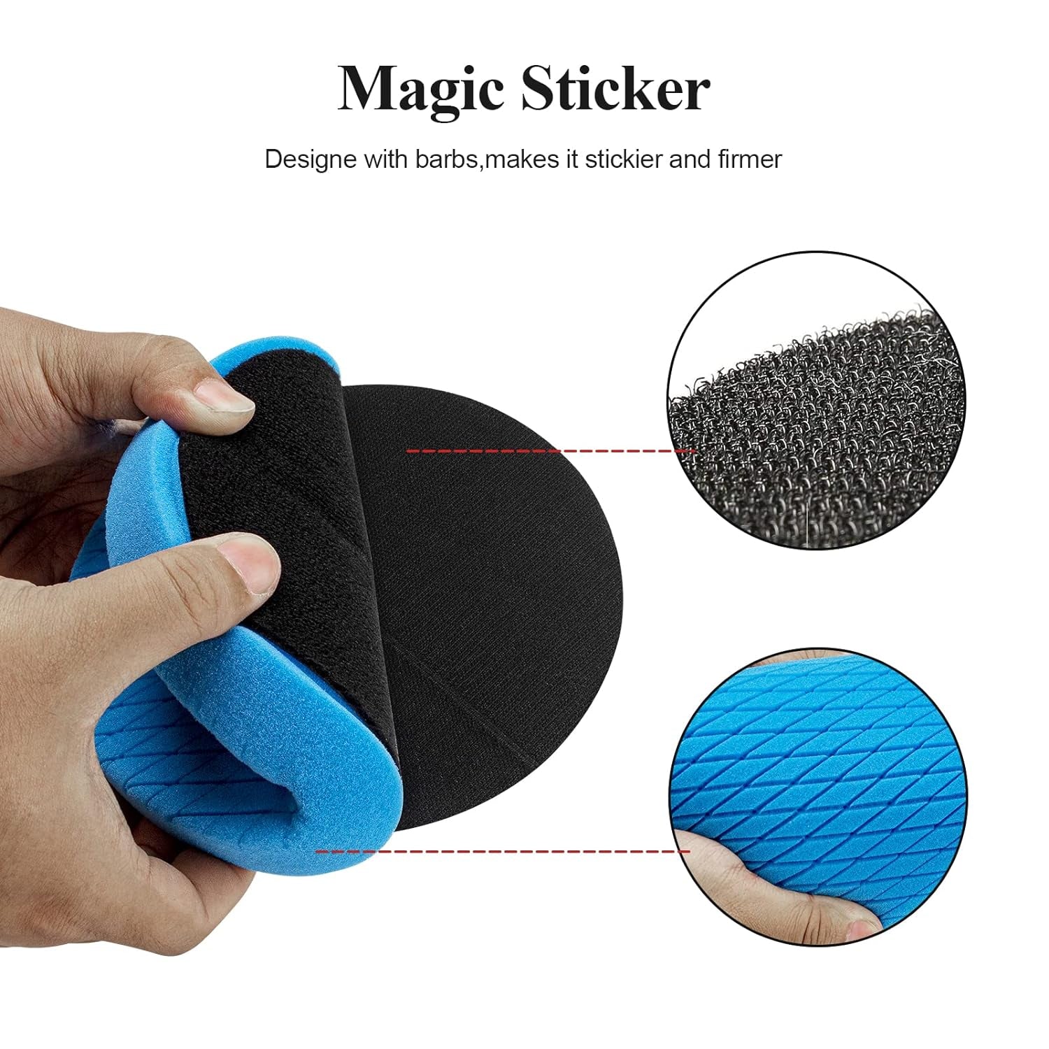 7" Buffing Polishing Pads, 6 Pcs, Wool, Fine, 7 Inch Face, 6.7 Inch Backing Plate, Compatible with Automotive Paint, Wax, and Other Surfaces