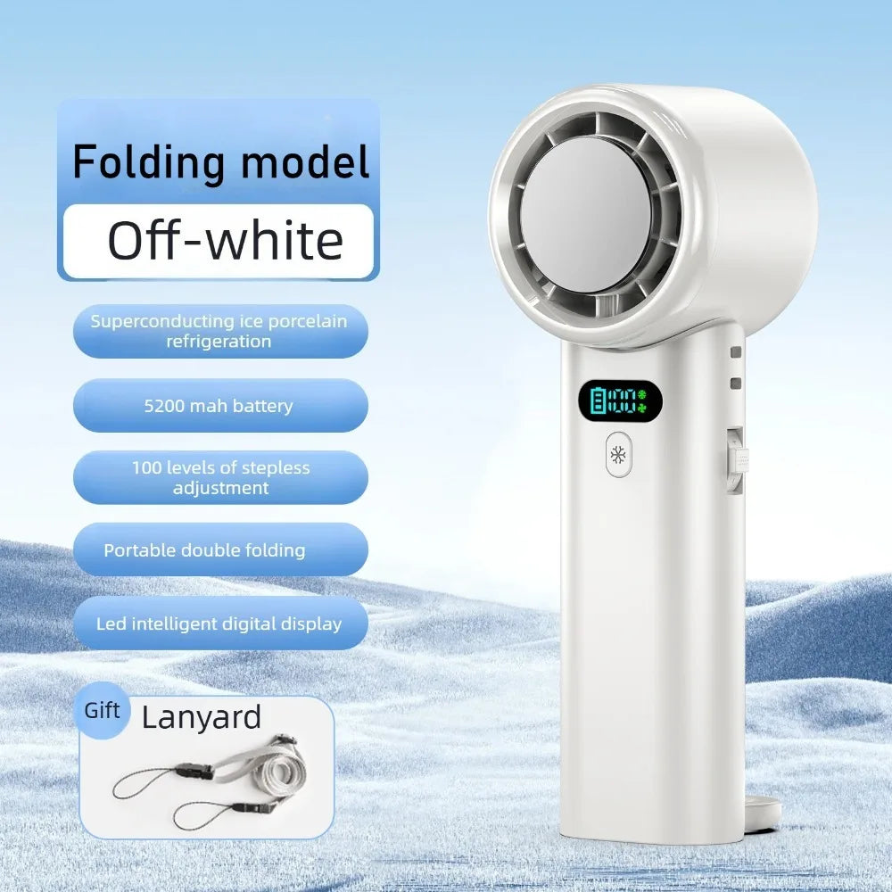 Ice Compress High-Speed Cooling Fan Handheld Fans USB Rechargeable Portable Mini Fan Folding Style for Travel,Camping,Outdoor