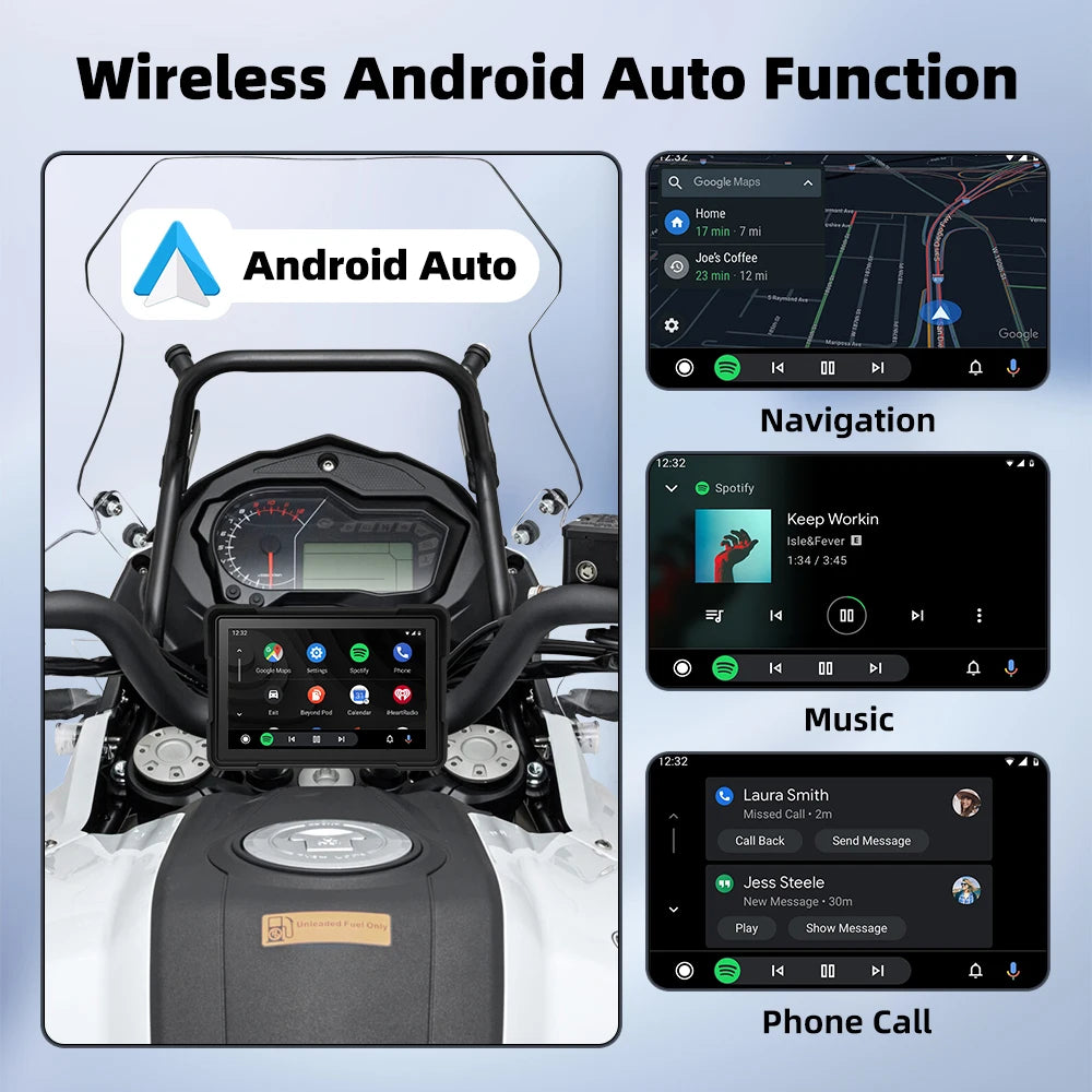 5.0 Inch Wireless Carplay Moto Portable Digital Motorcycle Dashboard GPS Navigation Display Screen Android Auto Monitor