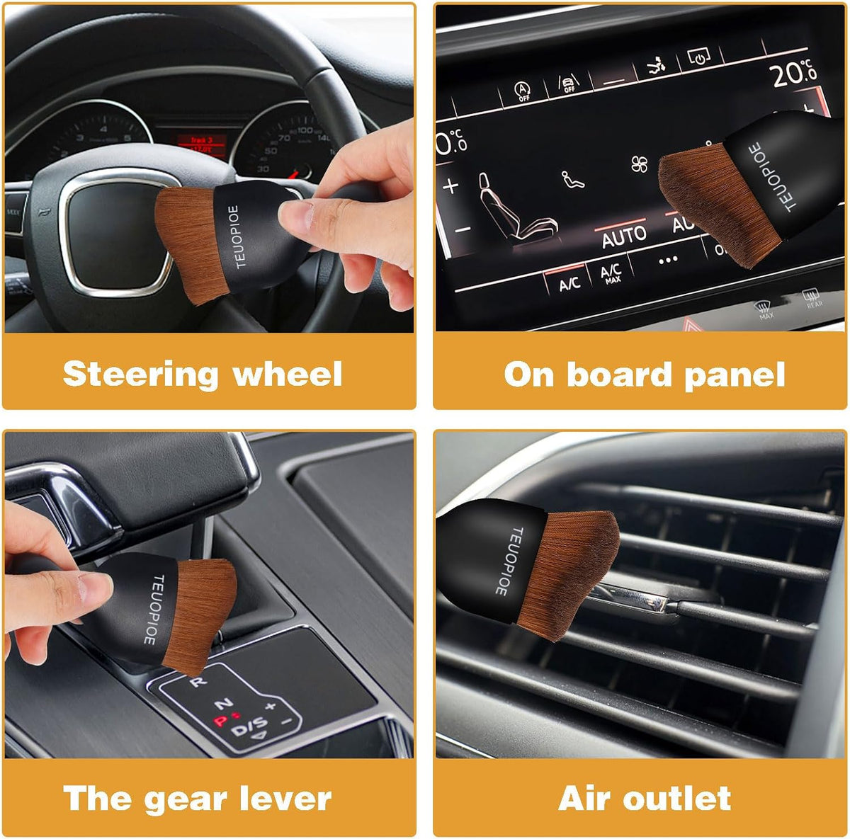Car Detailing Brush for Interior Dusting and Air Vents,Bronze