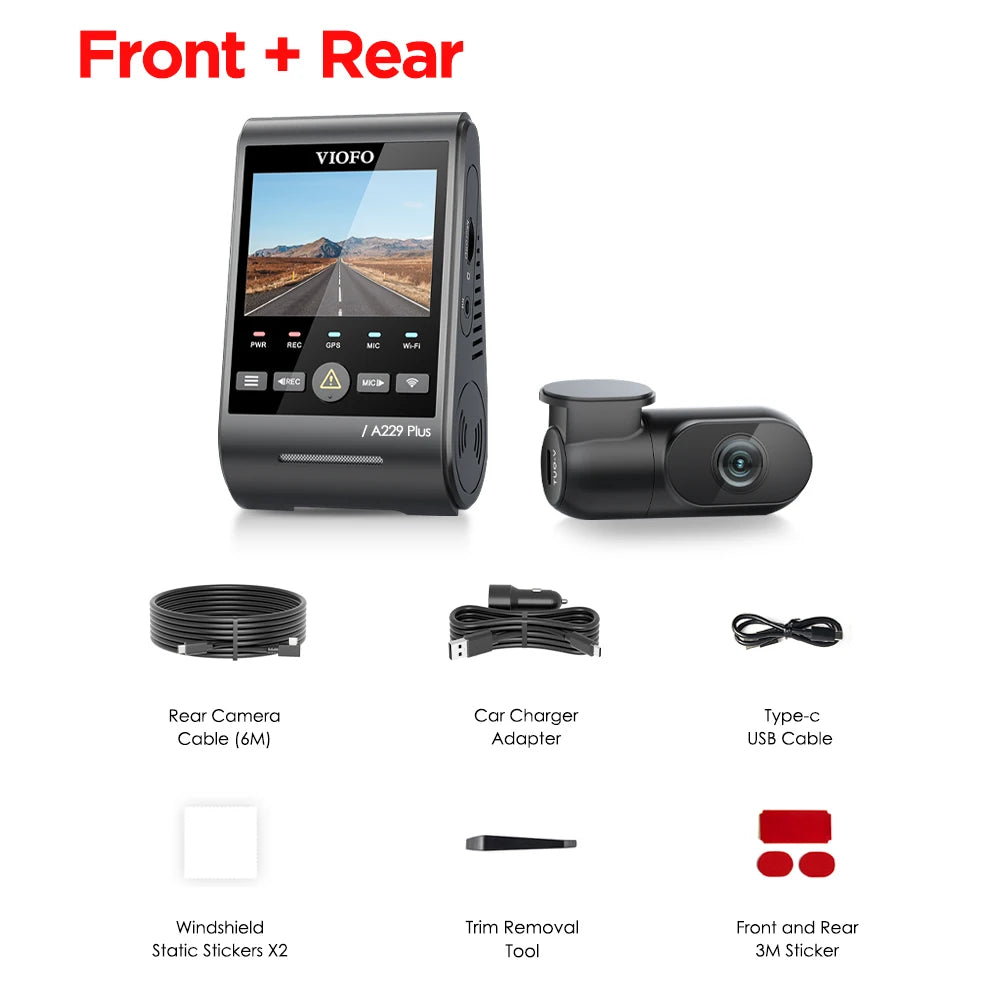 A229 plus Car DVR 2K HDR Video Recorder 5GHZ WI-FI GPS Voice Control Dash Camera with Buffered Parking Mode Night Vision