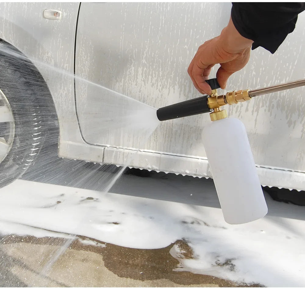 High Pressure Washer Gun+Snow Foam Cannon Set Aluminum Material Spray Gun PA Foam Pot Garden Household Car Washing Tools with 1/4" Quick Plug