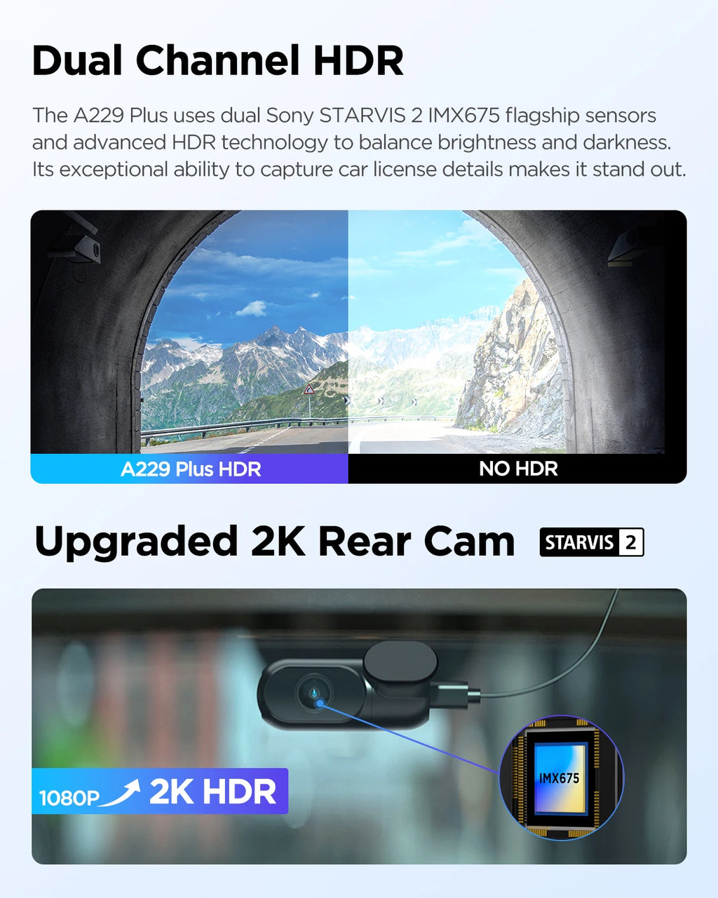 A229 plus Car DVR 2K HDR Video Recorder 5GHZ WI-FI GPS Voice Control Dash Camera with Buffered Parking Mode Night Vision