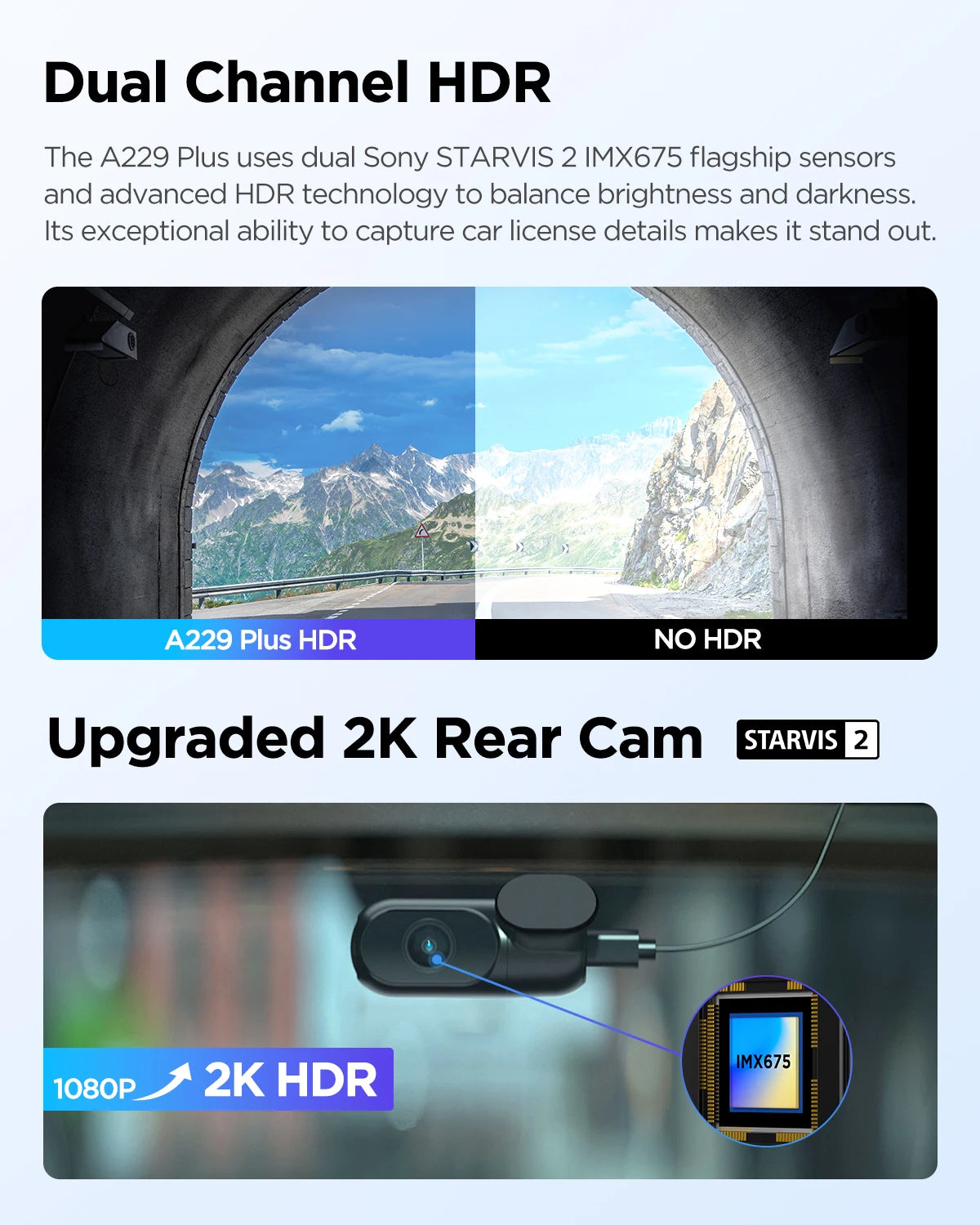 A229 plus Car DVR 2K HDR Video Recorder 5GHZ WI-FI GPS Voice Control Dash Camera with Buffered Parking Mode Night Vision