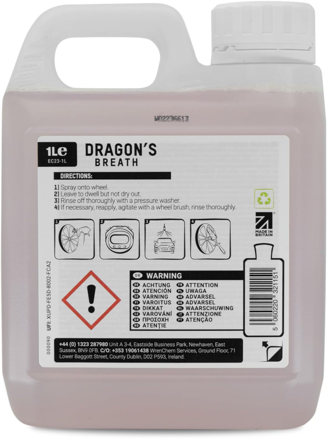 Dragon'S Breath Wheel Cleaner for All Wheel Types - Removes Iron Fallout and Baked-On Brake Dust Remover - 1 L