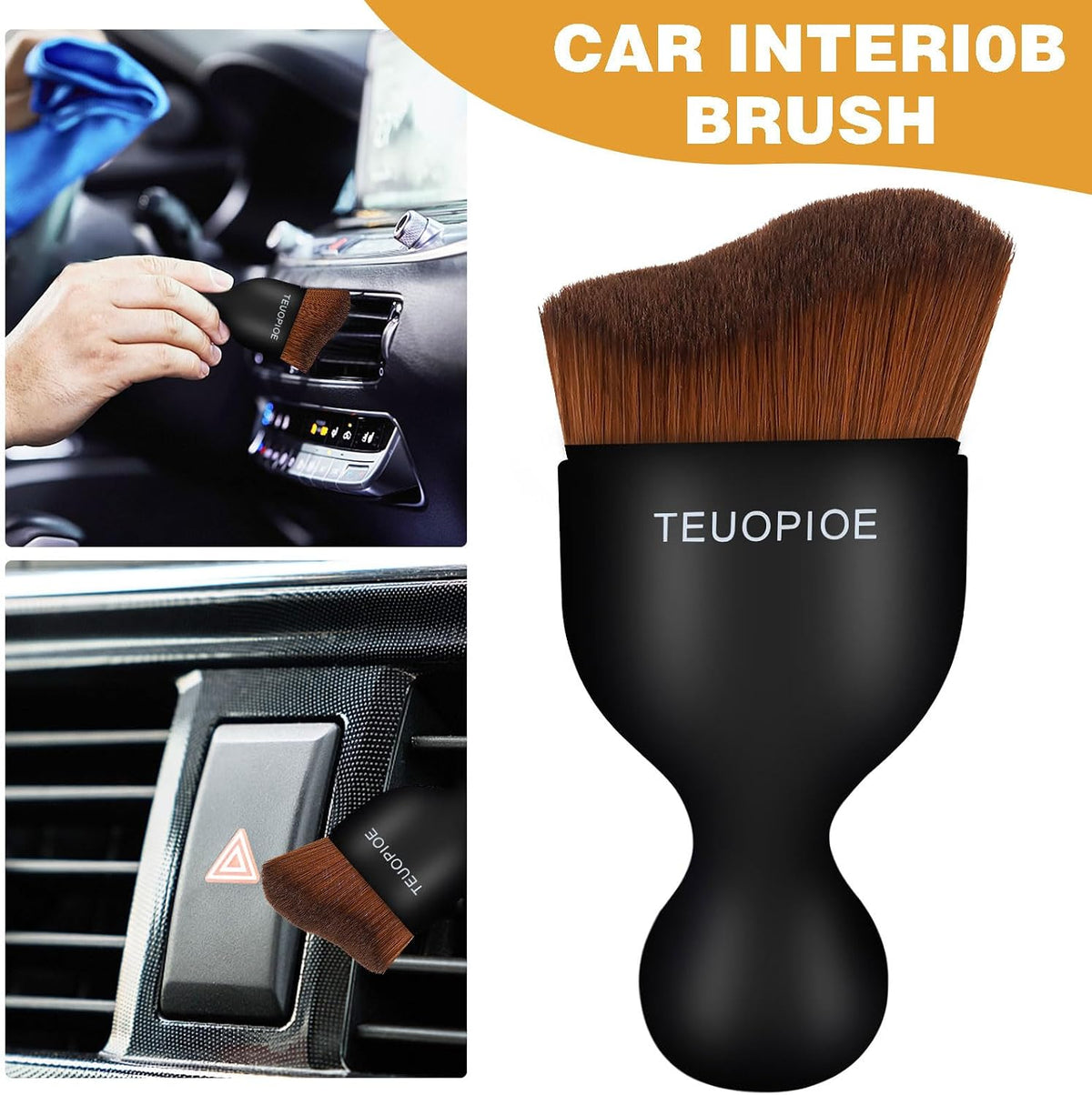 Car Detailing Brush for Interior Dusting and Air Vents,Bronze