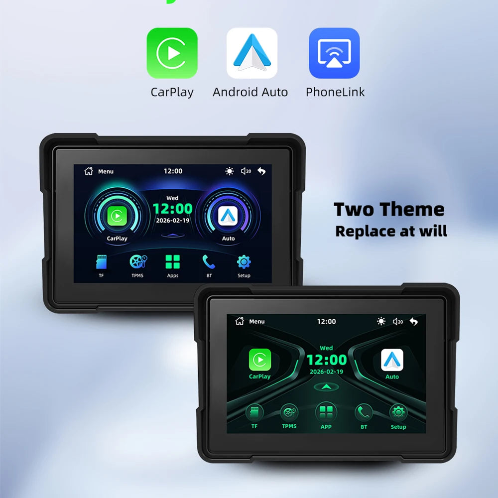 5.0 Inch Wireless Carplay Moto Portable Digital Motorcycle Dashboard GPS Navigation Display Screen Android Auto Monitor