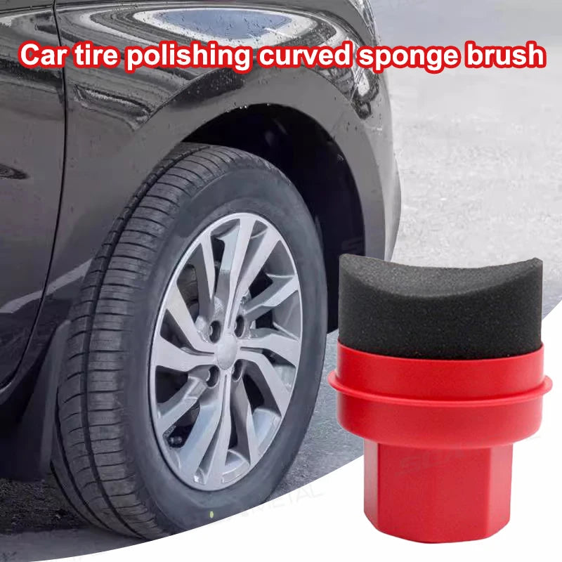 SEAMETAL Car Tire Polishing Brush Handheld Curved Waxing Sponge Car Cleaning Sponge Brush Tire Care Tools Universal Motorcycle