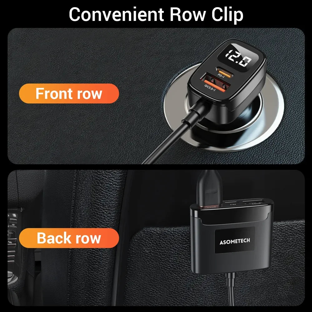78W USB Car Charger 5 Ports QC3.0 PD3.0 SCP USB Type C Quick Charger for Iphone Samsung Tablet Xiaomi Car USB Charger