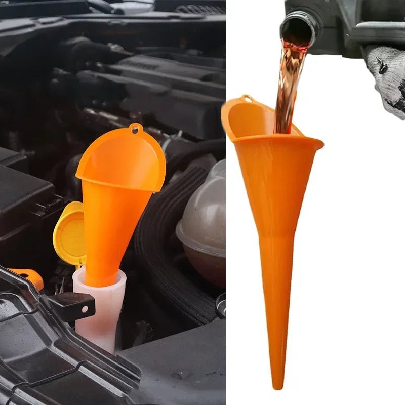 Car Long Stem Funnel Gasoline Oil Fuel Filling Tools Anti-Splash Plastic Oil Funnel Motorcycle Refueling Tools Auto Accessories