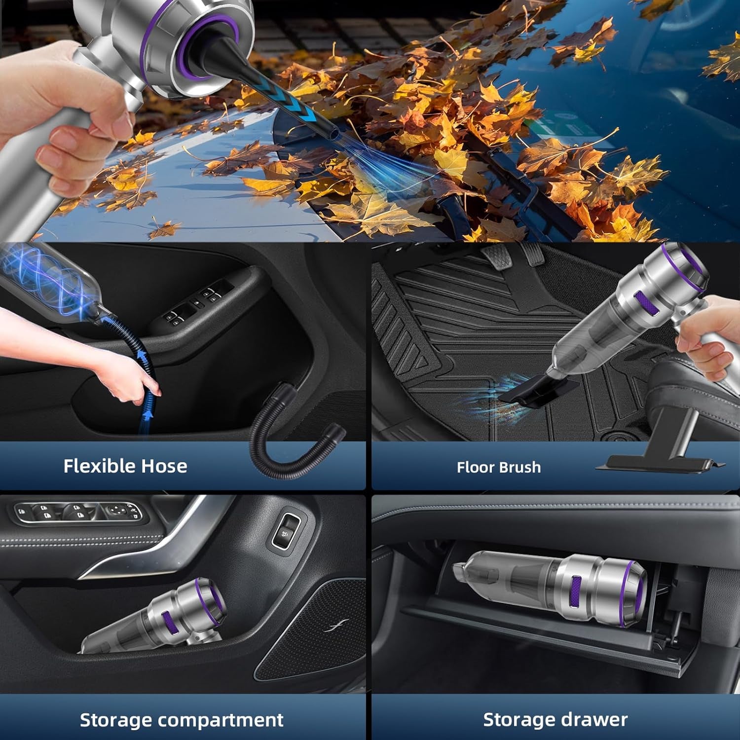 Handheld Vacuum Cleaner, 22000PA Car Vacuum Cleaner Cordless Portable Lightweight & Rechargeable, Car Hoover with Brushless Motor for Car Home Office Kitchen Pet Hair