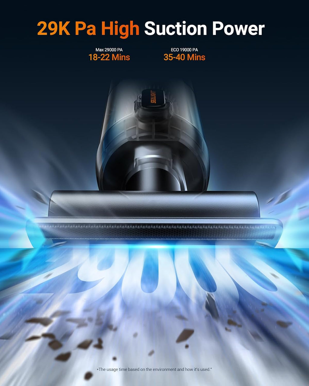 Handheld Vacuum Cleaner, 29000Pa Brushless Motor Cordless Car Vacuum Cleaner, 40 Mins Runtime, 2-Speed Mini Hoovers for Office, Home, Kitchen, Car, Pet Hair