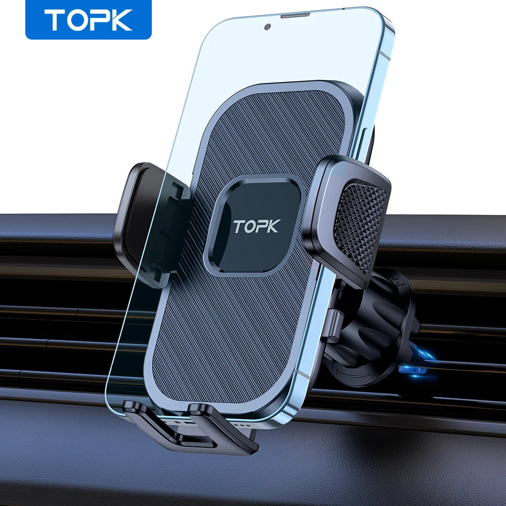 TOPK Car Phone Holder Air Vent Suction Cup Mount for Iphone Xiaomi Samsung Auto Mobile Support GPS Stand Dashboard Bracket