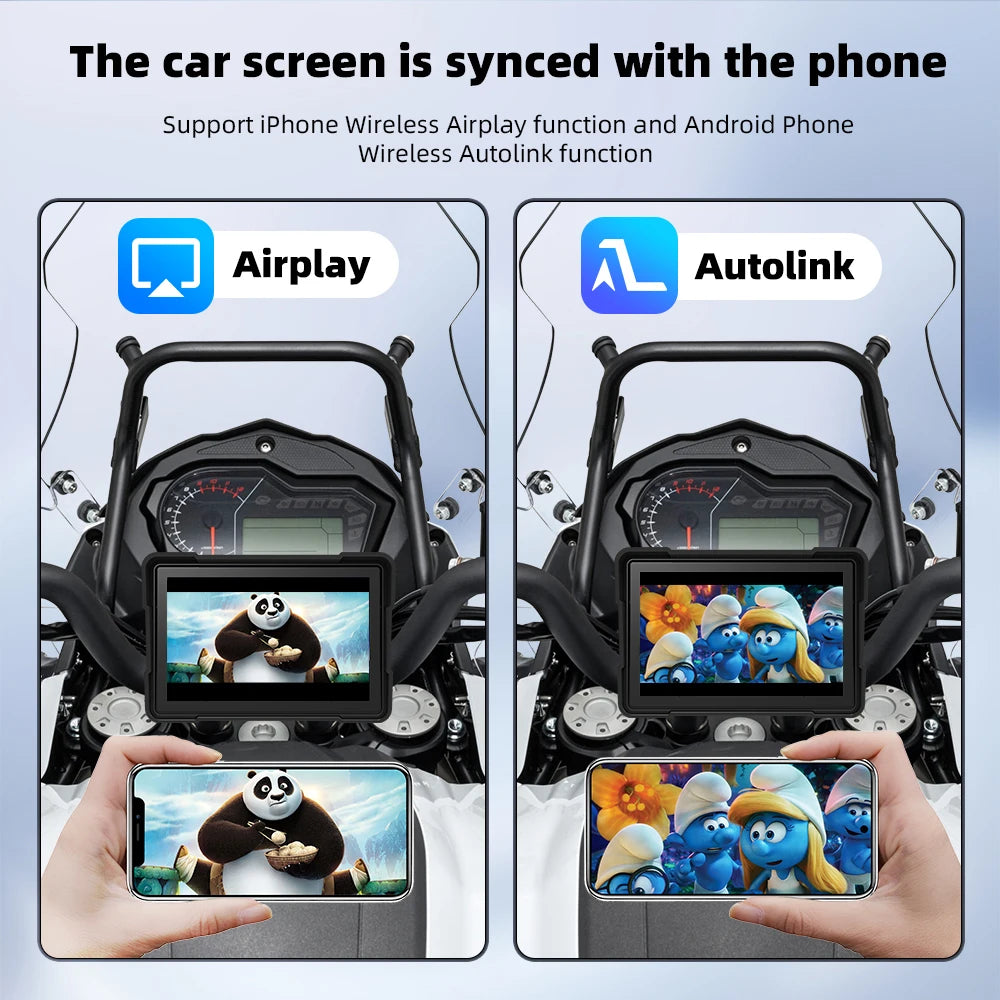 5.0 Inch Wireless Carplay Moto Portable Digital Motorcycle Dashboard GPS Navigation Display Screen Android Auto Monitor