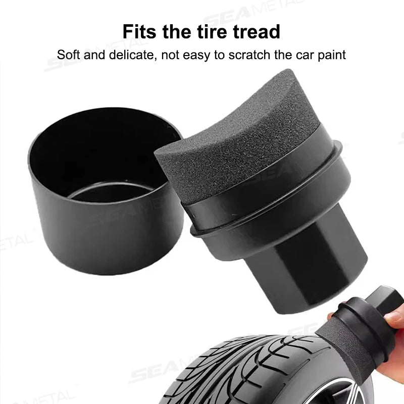 SEAMETAL Car Tire Polishing Brush Handheld Curved Waxing Sponge Car Cleaning Sponge Brush Tire Care Tools Universal Motorcycle