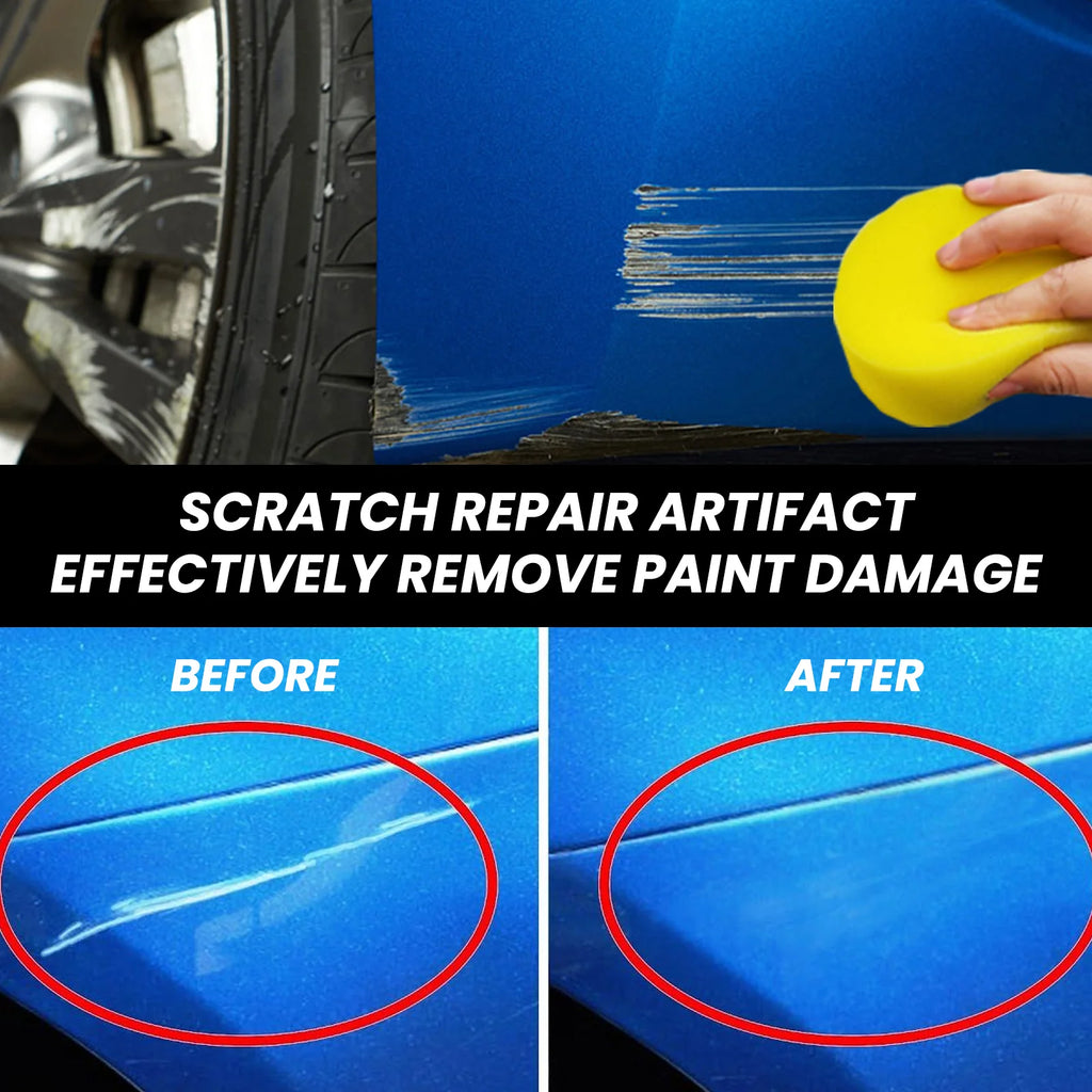 Car Scratch Repair Wax, Auto Paint Scratch Remover with Sponge & Towel, Restores Faded Car Paint, Removes Oxidation Stains Water Marks