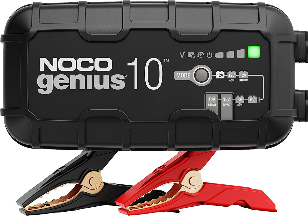 GENIUS10: 10A 6V/12V Smart Battery Charger – Automatic Maintainer, Trickle Charger & Desulfator with Overcharge Protection & Temperature Compensation – for Lead-Acid & Lithium Batteries