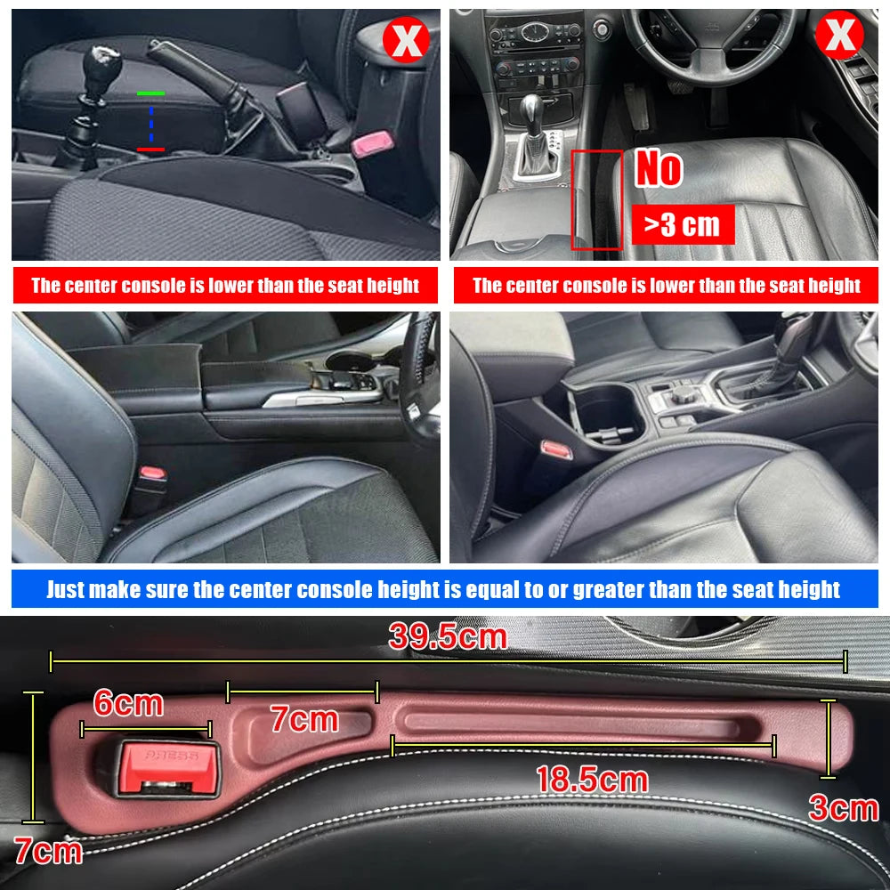 2Pcs Car Seat Gap Filler Organizer PU Universal Car Seat Gap Anti-Leak Stopper Strip Slot Seat Gap Storage Organizer Accessories